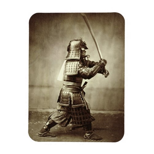Samurai with raised sword c1860 albumen print magnet