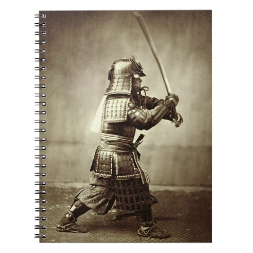 Samurai with raised sword c1860 albumen print notebook