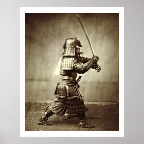 Samurai with raised sword c1860 albumen print poster