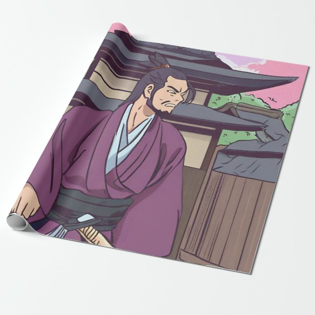 samurai wrapping paper (Unrolled)