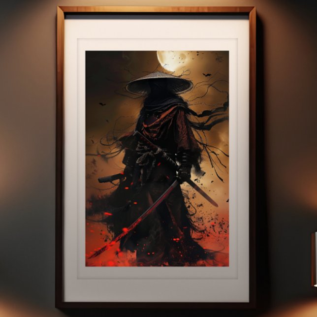 Samurai's Eclipse - Enigmatic Warrior Art Print (Samurai's Eclipse - Enigmatic Warrior Art Print)