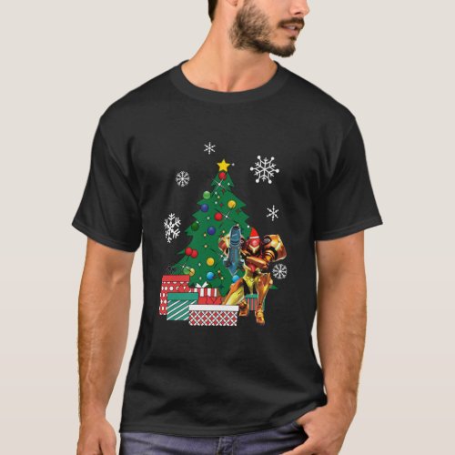 Samus Aran Metroid Around The Christmas Tree T_Shi T_Shirt