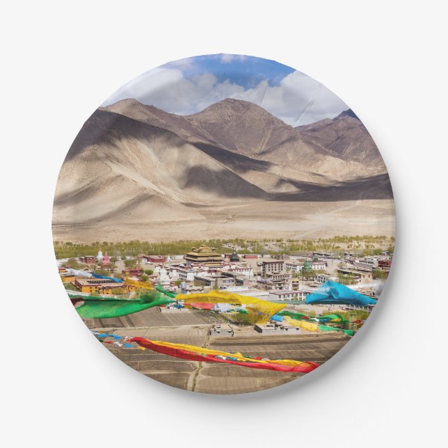 Samye monastery aerial view - Tibet, Asia Paper Plates (Front)