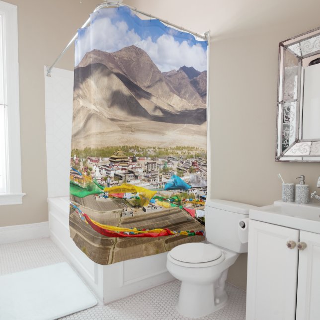 Samye monastery aerial view - Tibet, Asia Shower Curtain (In Situ)
