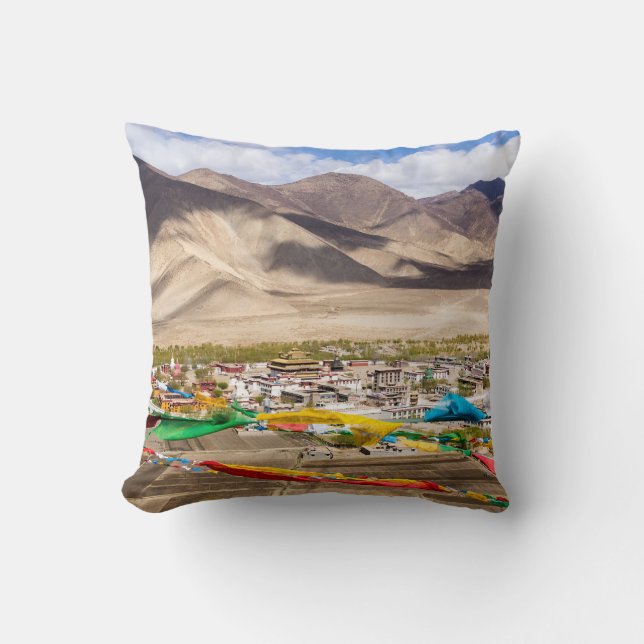 Samye monastery aerial view - Tibet, Asia Throw Pillow (Front)