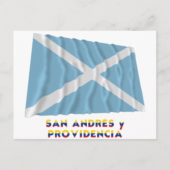 San Andrés y Providencia Waving Flag with Name Postcard (Front)