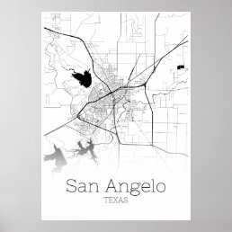 San Angelo Map - Texas - City Map Poster