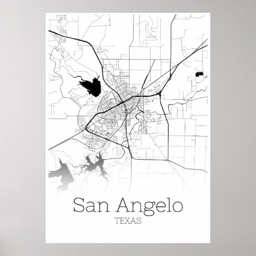San Angelo Map _ Texas _ City Map Poster