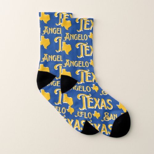 San Angelo Texas Blue  Gold White All_Over_Print Socks