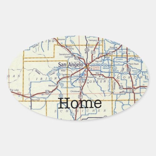 San Angelo Texas Home Map Sticker