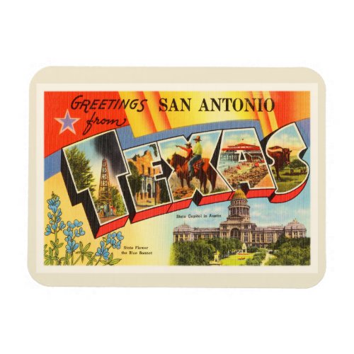 San Antonio 2 Texas TX Vintage Travel Souvenir Magnet