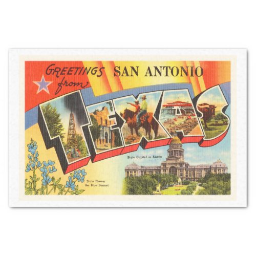 San Antonio 2 Texas TX Vintage Travel Souvenir Tissue Paper