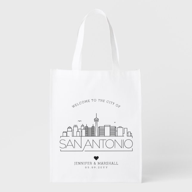 San Antonio, Cali Wedding | Stylized Skyline Grocery Bag (Front)