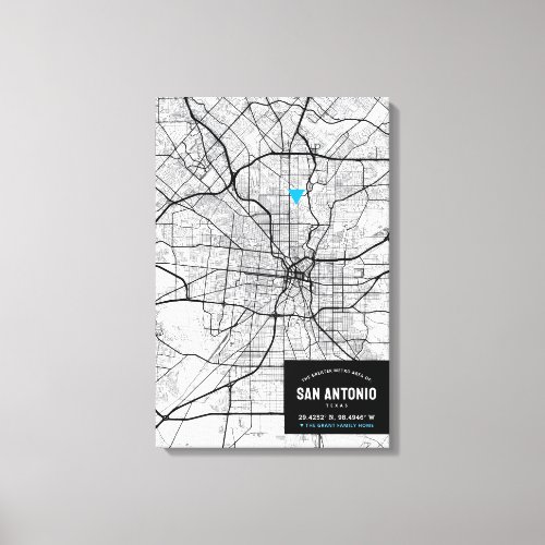 San Antonio City Map  Mark Your Location Canvas Print