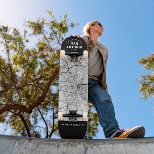 San Antonio City Map Skateboard