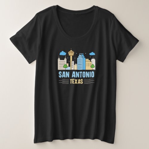 San Antonio colorful Skyline Design for proud San Plus Size T_Shirt