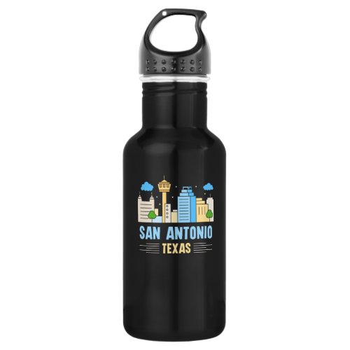 San Antonio colorful Skyline Design for proud San Stainless Steel Water Bottle