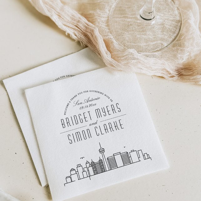 San Antonio Deco Skyline | Wedding Event Napkins (Creator Uploaded)