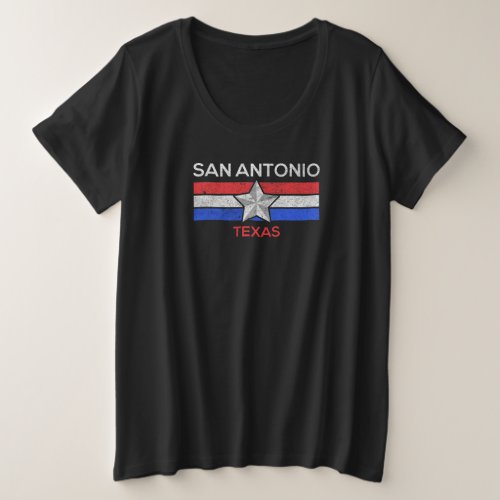 San Antonio Flag Design for proud San Antonian Plus Size T_Shirt
