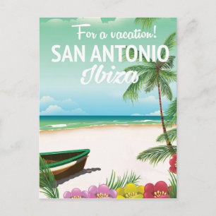 San Antonio Ibiza beach travel poster Postcard