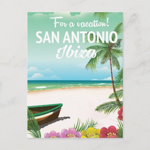 San Antonio Ibiza beach travel poster Postcard