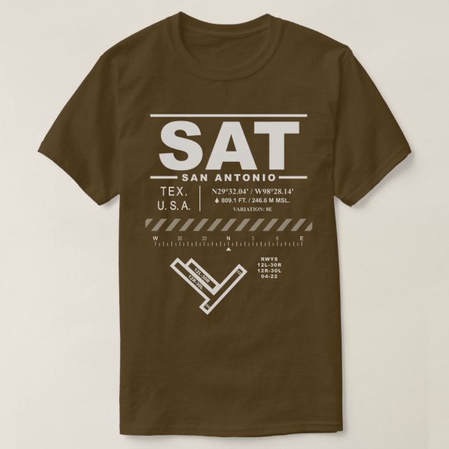 San Antonio International Airport SAT Tee Shirt (Design Front)
