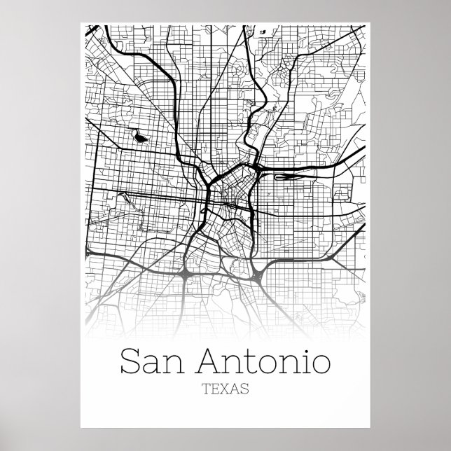 San Antonio Map - Texas TX - City Map Poster (Front)