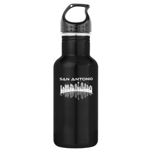 San Antonio Mirrored Skyline Design for proud San Stainless Steel Water Bottle