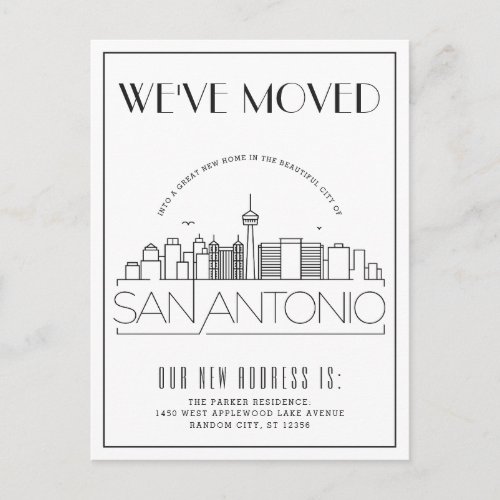 San Antonio Modern Deco  Change of Address Announcement Postcard