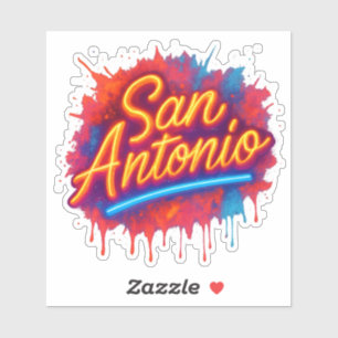 San Antonio Neon Street Art Splatter Design Sticker