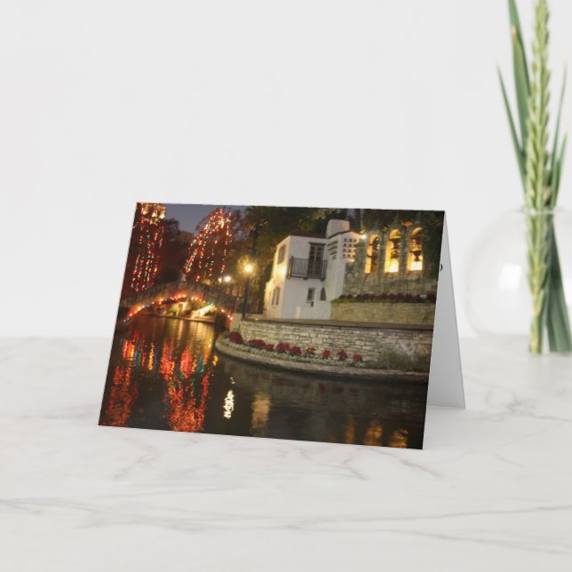 San Antonio River Walk Christmas Scene Holiday Card (Front)