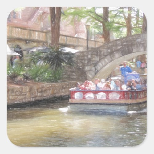 San Antonio River Walk Square Sticker