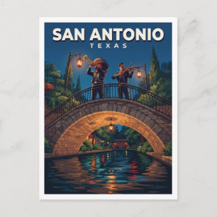 San Antonio River Walk Stone Bridge Texas Souvenir Postcard