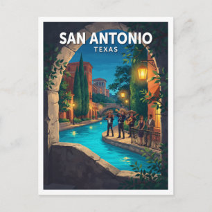San Antonio River Walk Texas Travel Postcard