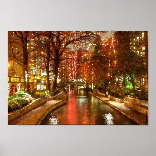 San Antonio Riverwalk at Christmas Poster 