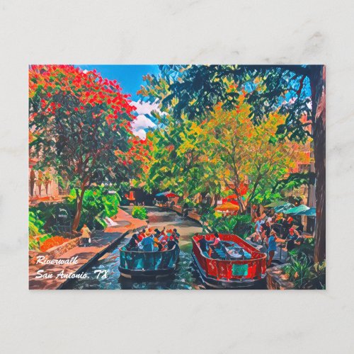 San Antonio Riverwalk Painting Postcard