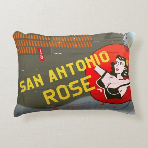 San Antonio Rose B_24 Nose Art Vintage Fuselage Accent Pillow