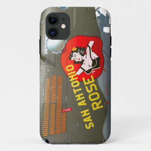 San Antonio Rose B_24 Nose Art Vintage Fuselage  iPhone 11 Case