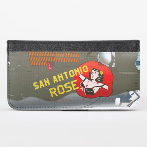 San Antonio Rose B_24 Nose Art Vintage Fuselage iPhone X Wallet Case