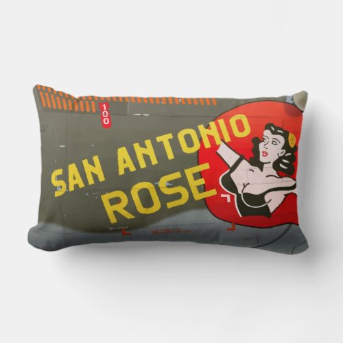 San Antonio Rose B_24 Nose Art Vintage Fuselage Lumbar Pillow