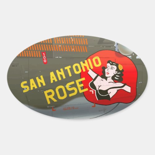 San Antonio Rose B_24 Nose Art Vintage Fuselage Oval Sticker