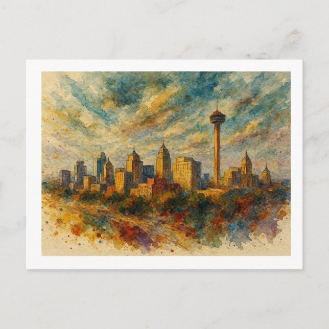 San Antonio Skyline,  Postcard (Front)