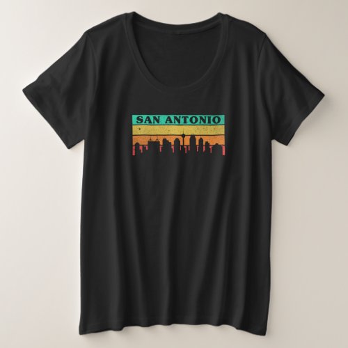 San Antonio Skyline Retro Design for proud San Plus Size T_Shirt