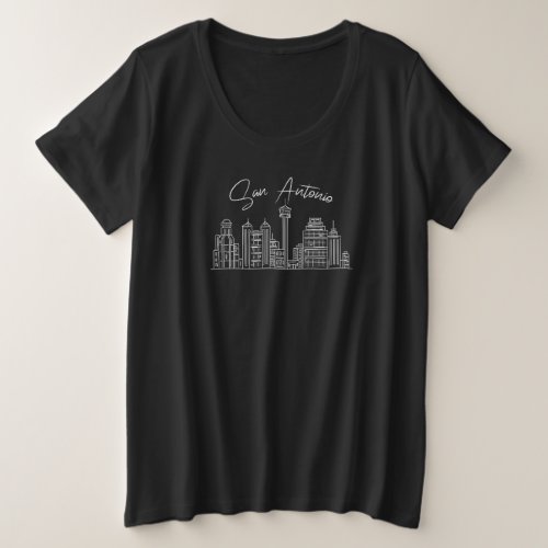 San Antonio Skyline Sketch Design for proud San Plus Size T_Shirt