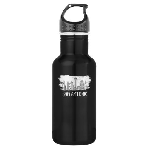 San Antonio Skyline Sketch Design for proud San Stainless Steel Water Bottle