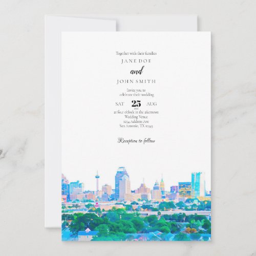 San Antonio Skyline Wedding Invitation