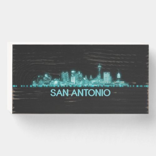 San Antonio Skyline Wooden Box Sign