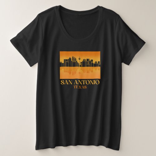 San Antonio Sunset Skyline Design for proud San Plus Size T_Shirt