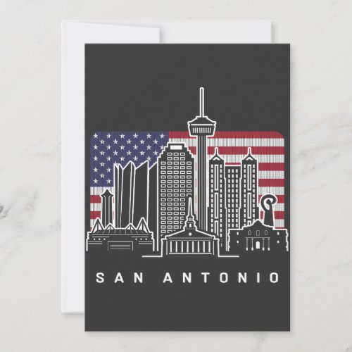 San Antonio Texas American Flag Invitation