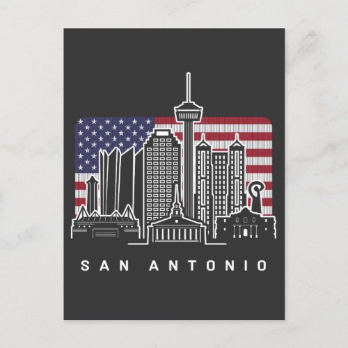 San Antonio Texas American Flag Postcard